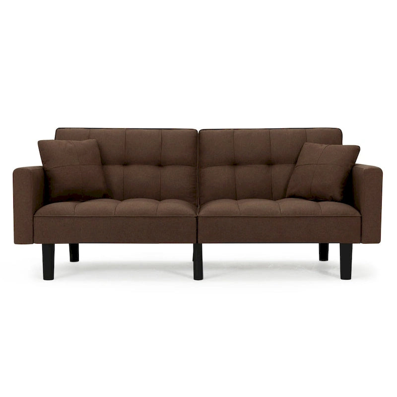 Canapé-lit futon convertible, similicuir, inclinable 3 positions, 1 place (Chêne/Kaki, Gris, Noir, Marron)