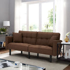 Canapé-lit futon convertible, similicuir, inclinable 3 positions, 1 place (Chêne/Kaki, Gris, Noir, Marron)