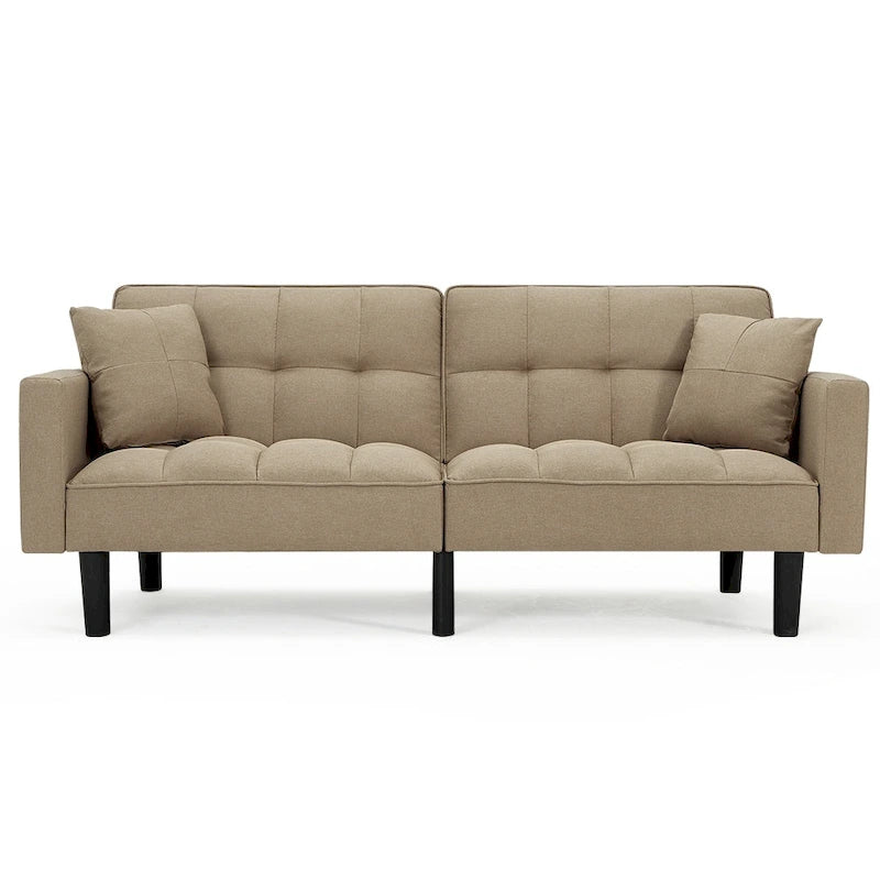 Canapé-lit futon convertible, similicuir, inclinable 3 positions, 1 place (Chêne/Kaki, Gris, Noir, Marron)