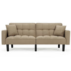 Canapé-lit futon convertible, similicuir, inclinable 3 positions, 1 place (Chêne/Kaki, Gris, Noir, Marron)