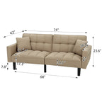 Canapé-lit futon convertible, similicuir, inclinable 3 positions, 1 place (Chêne/Kaki, Gris, Noir, Marron)