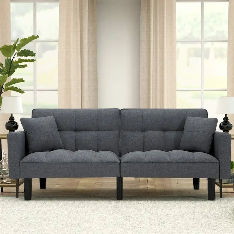 Canapé-lit futon convertible, similicuir, inclinable 3 positions, 1 place (Chêne/Kaki, Gris, Noir, Marron)