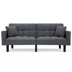 Canapé-lit futon convertible, similicuir, inclinable 3 positions, 1 place (Chêne/Kaki, Gris, Noir, Marron)