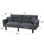 Canapé-lit futon convertible, similicuir, inclinable 3 positions, 1 place (Chêne/Kaki, Gris, Noir, Marron)