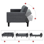 Canapé-lit futon convertible, similicuir, inclinable 3 positions, 1 place (Chêne/Kaki, Gris, Noir, Marron)