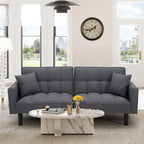 Canapé-lit futon convertible, similicuir, inclinable 3 positions, 1 place (Chêne/Kaki, Gris, Noir, Marron)