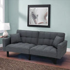 Canapé-lit futon convertible, similicuir, inclinable 3 positions, 1 place (Chêne/Kaki, Gris, Noir, Marron)
