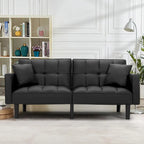 Canapé-lit futon convertible, similicuir, inclinable 3 positions, 1 place (Chêne/Kaki, Gris, Noir, Marron)