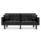 Canapé-lit futon convertible, similicuir, inclinable 3 positions, 1 place (Chêne/Kaki, Gris, Noir, Marron)
