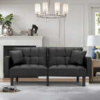 Canapé-lit futon convertible, similicuir, inclinable 3 positions, 1 place (Chêne/Kaki, Gris, Noir, Marron)