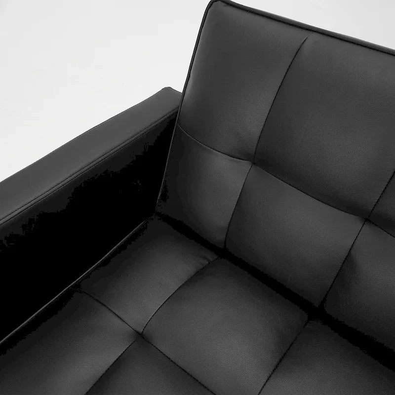 Canapé-lit futon convertible, similicuir, inclinable 3 positions, 1 place (Chêne/Kaki, Gris, Noir, Marron)