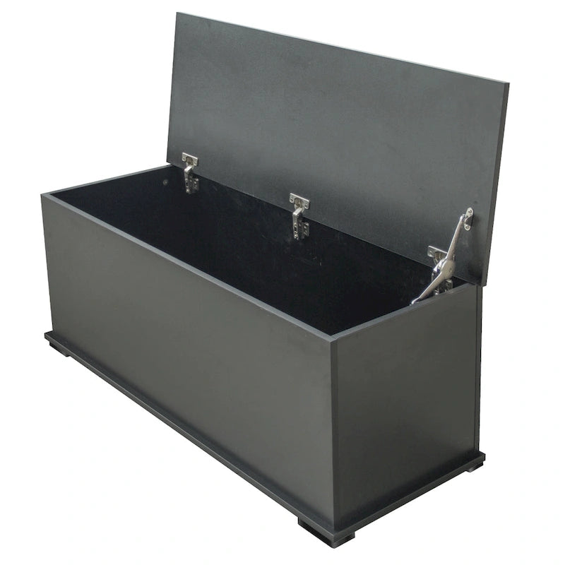 Banc de rangement avec dessus relevable, 1 place, en bois manufacturé, blanc/noir