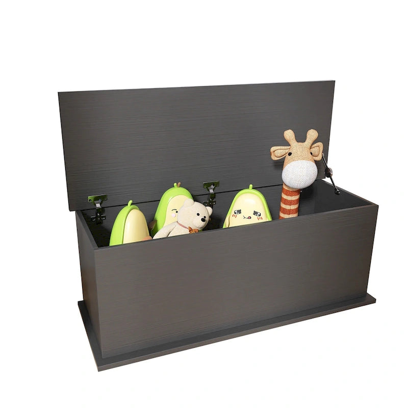 Banc de rangement avec dessus relevable, 1 place, en bois manufacturé, blanc/noir