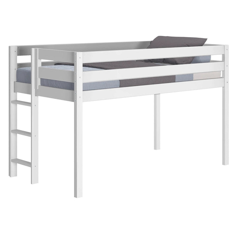 Lit jumeau bas avec échelle d'extrémité – Cerisier / Gris / Blanc / Bleu, Simple