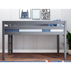 Lit jumeau bas avec échelle d'extrémité – Cerisier / Gris / Blanc / Bleu, Simple