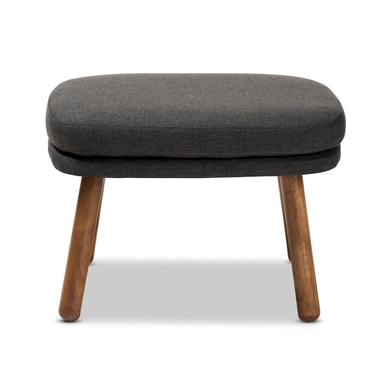 Pouf en tissu gris/beige de style Mid-Century – 1 place