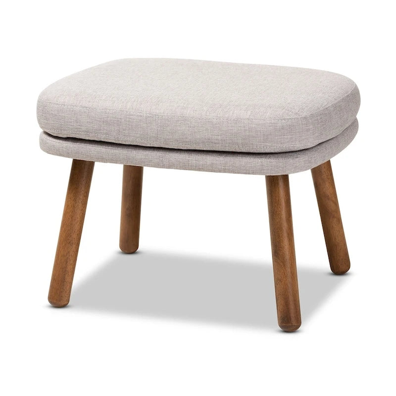 Pouf en tissu gris/beige de style Mid-Century – 1 place