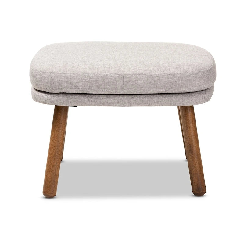 Pouf en tissu gris/beige de style Mid-Century – 1 place