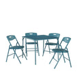 Ensemble de table pliante et 4 chaises, 5 pièces, sarcelle / noir / vert pomme / lin antique