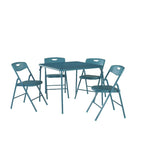 Ensemble de table pliante et 4 chaises, 5 pièces, sarcelle / noir / vert pomme / lin antique
