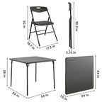 Ensemble de table pliante et 4 chaises, 5 pièces, sarcelle / noir / vert pomme / lin antique