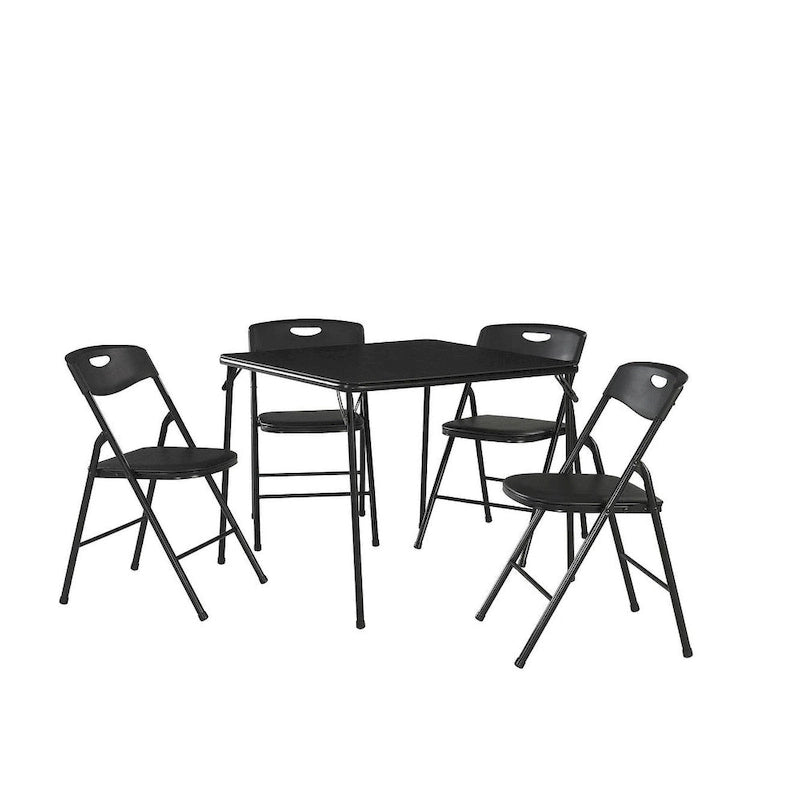 Ensemble de table pliante et 4 chaises, 5 pièces, sarcelle / noir / vert pomme / lin antique