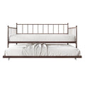 Lit de repos double en métal avec lit gigogne – Marron / Noir / Blanc, 2 couchages
