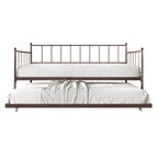 Lit de repos double en métal avec lit gigogne – Marron / Noir / Blanc, 2 couchages