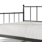 Lit de repos double en métal avec lit gigogne – Marron / Noir / Blanc, 2 couchages