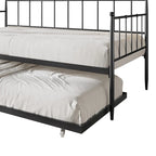 Lit de repos double en métal avec lit gigogne – Marron / Noir / Blanc, 2 couchages