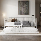 Lit de repos double en métal avec lit gigogne – Marron / Noir / Blanc, 2 couchages