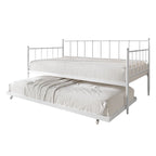 Lit de repos double en métal avec lit gigogne – Marron / Noir / Blanc, 2 couchages