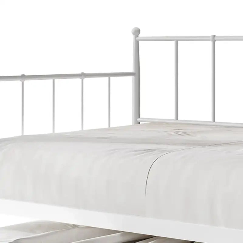 Lit de repos double en métal avec lit gigogne – Marron / Noir / Blanc, 2 couchages