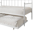 Lit de repos double en métal avec lit gigogne – Marron / Noir / Blanc, 2 couchages