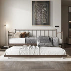 Lit de repos double en métal avec lit gigogne – Marron / Noir / Blanc, 2 couchages