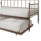 Lit de repos double en métal avec lit gigogne – Marron / Noir / Blanc, 2 couchages