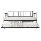 Lit de repos double en métal avec lit gigogne – Marron / Noir / Blanc, 2 couchages