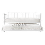 Lit de repos double en métal avec lit gigogne – Marron / Noir / Blanc, 2 couchages