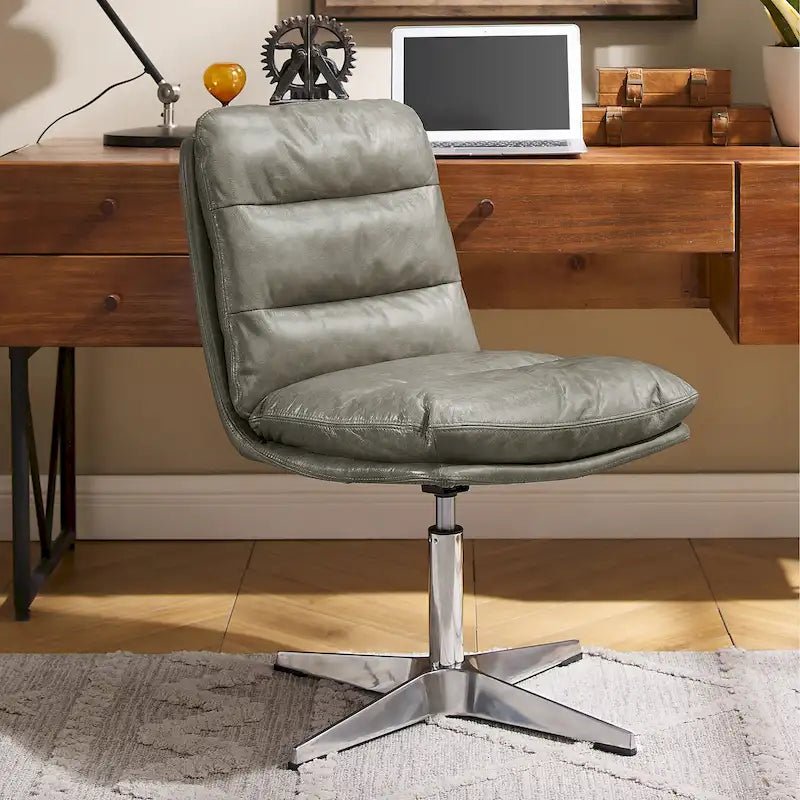 Chaise de bureau pivotante sans accoudoirs de style moderne du milieu du siècle – Monoplace