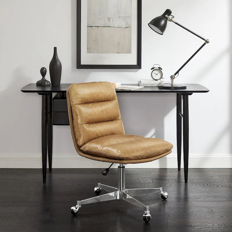 Chaise de bureau pivotante sans accoudoirs de style moderne du milieu du siècle – Monoplace
