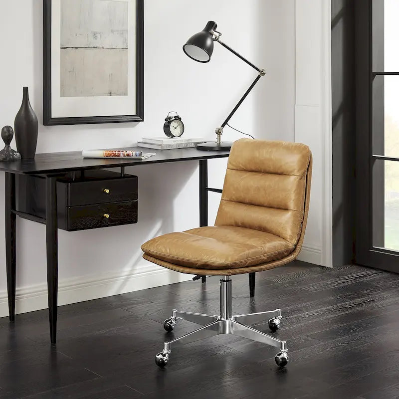 Chaise de bureau pivotante sans accoudoirs de style moderne du milieu du siècle – Monoplace
