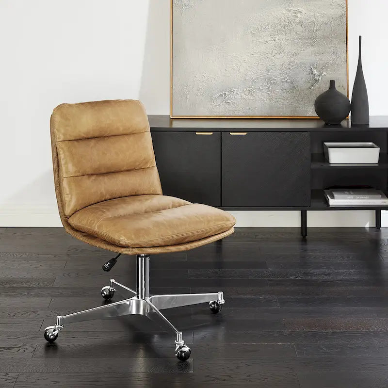 Chaise de bureau pivotante sans accoudoirs de style moderne du milieu du siècle – Monoplace