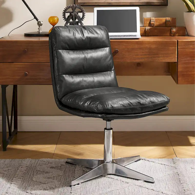 Chaise de bureau pivotante sans accoudoirs de style moderne du milieu du siècle – Monoplace