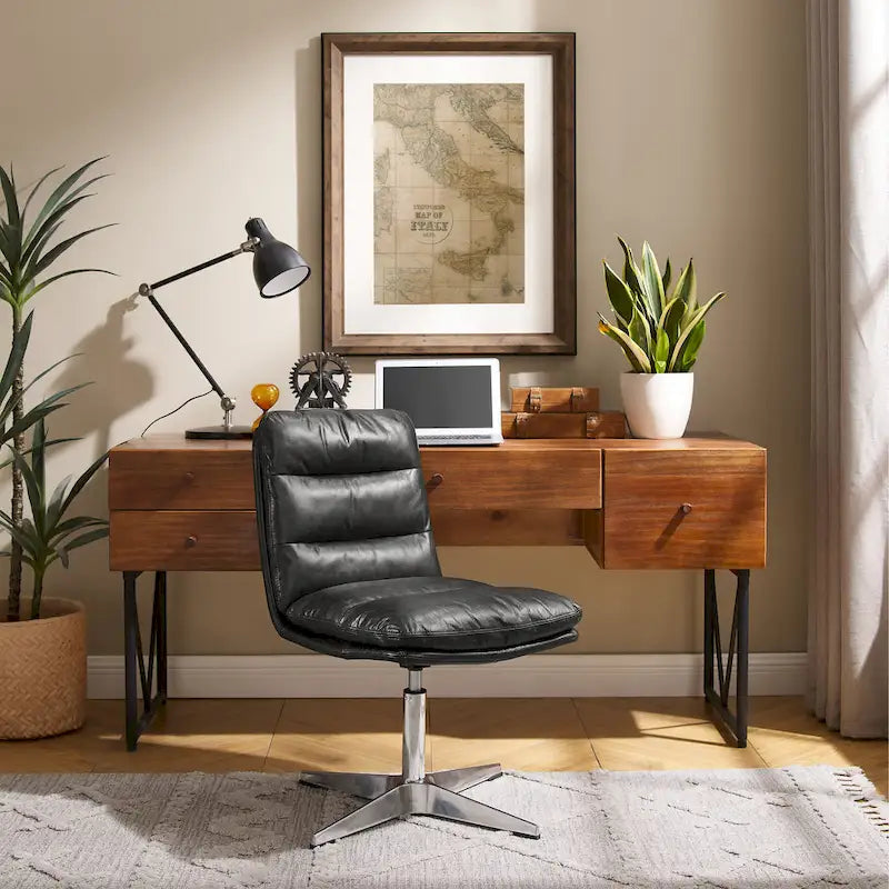 Chaise de bureau pivotante sans accoudoirs de style moderne du milieu du siècle – Monoplace
