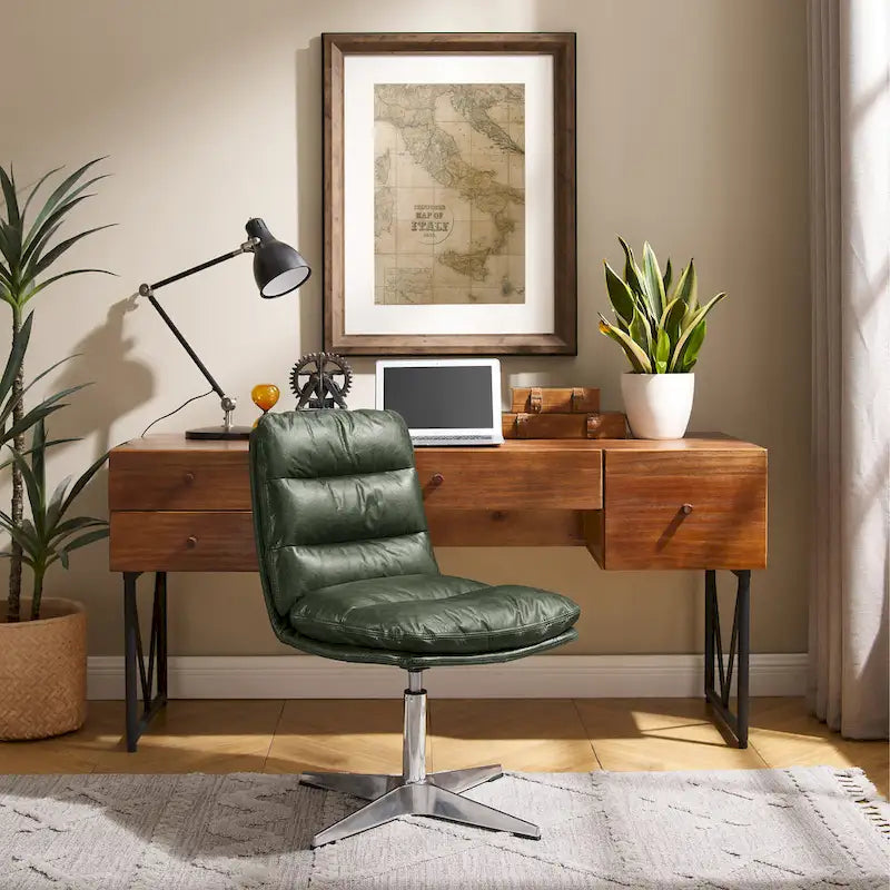 Chaise de bureau pivotante sans accoudoirs de style moderne du milieu du siècle – Monoplace