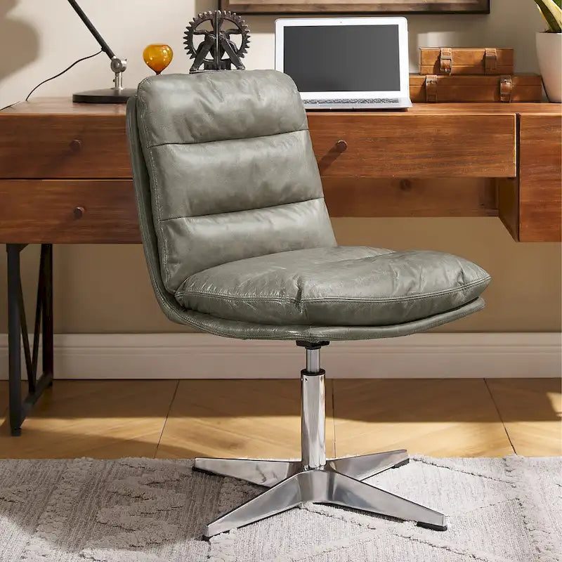 Chaise de bureau pivotante sans accoudoirs de style moderne du milieu du siècle – Monoplace