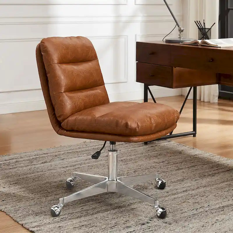 Chaise de bureau pivotante sans accoudoirs de style moderne du milieu du siècle – Monoplace