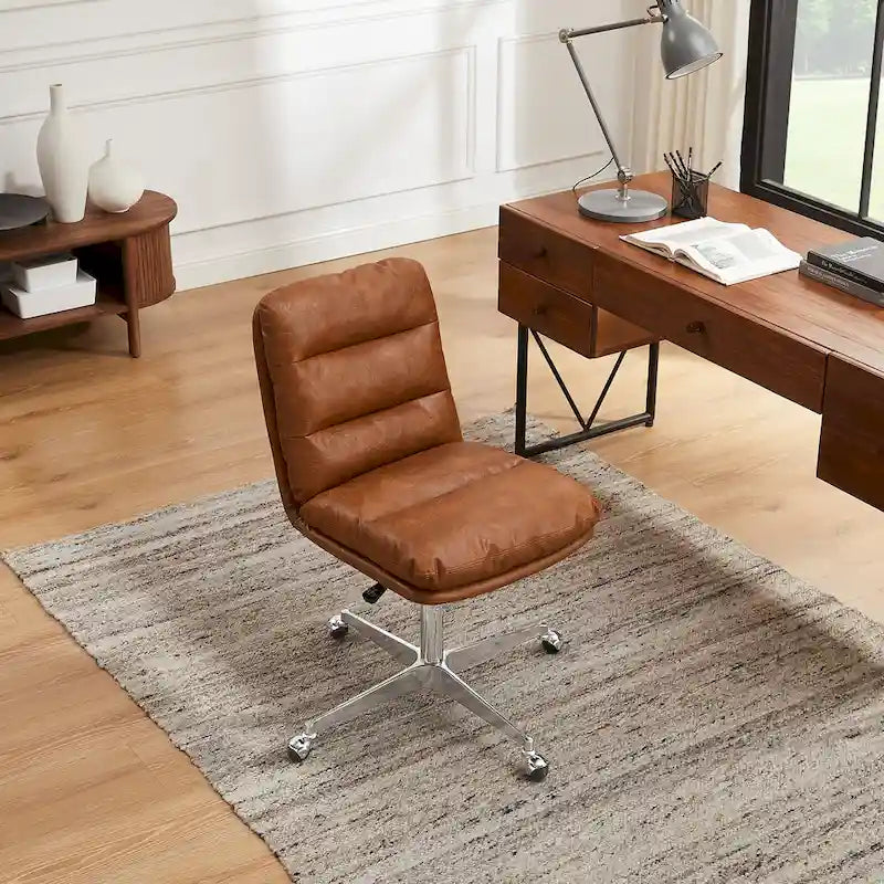 Chaise de bureau pivotante sans accoudoirs de style moderne du milieu du siècle – Monoplace