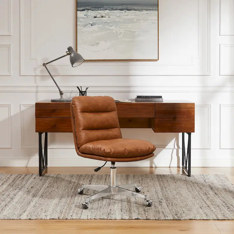 Chaise de bureau pivotante sans accoudoirs de style moderne du milieu du siècle – Monoplace