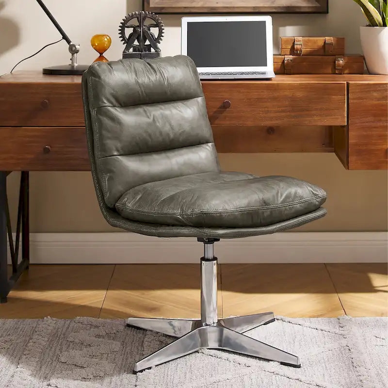 Chaise de bureau pivotante sans accoudoirs de style moderne du milieu du siècle – Monoplace